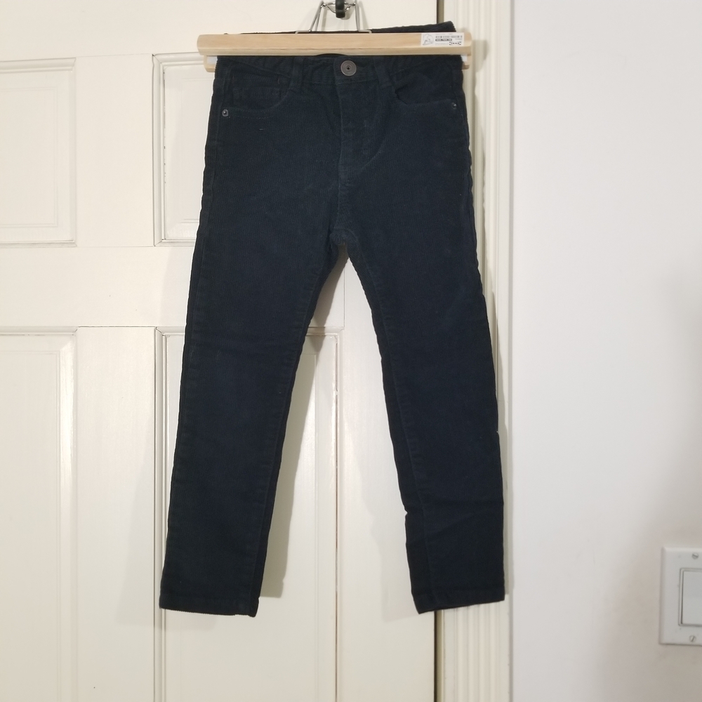 Zara boys corduroy skinny Casual Black pants adjustable waist size 6 (B5)
